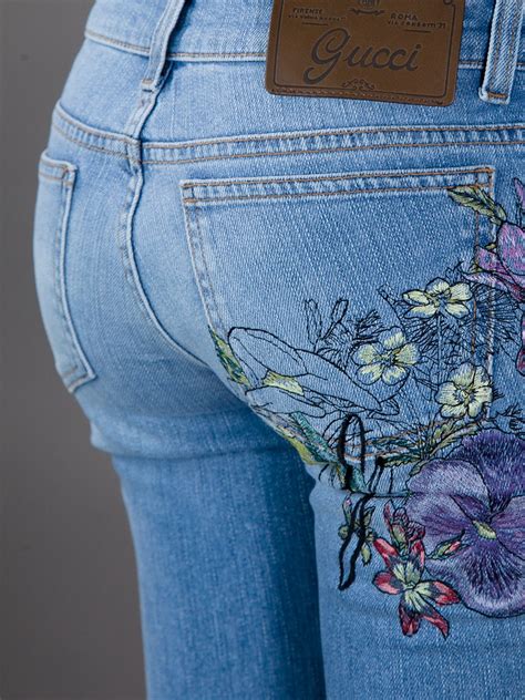 gucci floral print jeans|gucci made in italy jeans.